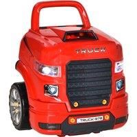 HOMCOM Kids Toy Truck Set, Toddler Educational Car Service Station Playset, Take Apart Workshop, w/ RC Car Key, Light, for 3-5 Years Old Red