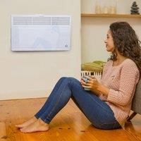 Etna Convector Radiator Heater with Adjustable Thermostat Safety Cut-Off - White