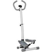 HOMCOM Adjustable Twist Stepper Aerobic Ab Exercise Fitness Workout Machine w/Elastic Bands, LCD Screen, Height Adjust Handlebars for Home Gym, White