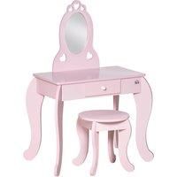 HOMCOM Kids Vanity Table & Stool Girls Dressing Set Make Up Desk Chair Dresser Play Set with Mirror Pink