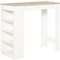 Homcom Bar Table With Built In 4 Tier Shelf White And Natural