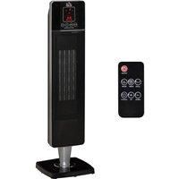 HOMCOM Protable Tower Heater with 2 Heat Setting 1000W/2000W and Ceramic Fan, Elecric Space Heater with Oscillating Remote Control 8hrs Timer Tip-Over Overheat Protection, Black