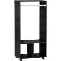 Rolling Open Wardrobe Clothes Rail w/ Hanging Rod Storage Closet Organizer