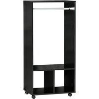 HOMCOM Open Wardrobe Clothes Rail Bedroom Clothes Storage Rod Shelves Black