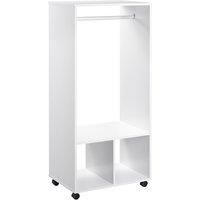 HOMCOM Open Wardrobe Clothes Rail Bedroom Clothes Storage Rod Shelves White