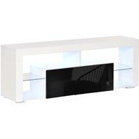 140cm TV Stand Cabinet High Gloss TV Stand Unit W/ LED RGB Light Black & White