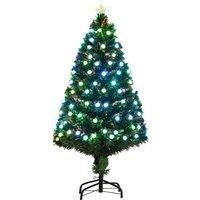HOMCOM 4FT Pre-Lit Artificial Christmas Tree w/Fibre Optic Decorations LED Light Holiday Home Xmas Decoration-Green
