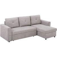 HOMCOM Linen-Look L-Shaped Sofa Bed | Reversible Couch w/Storage | Sectional Bed Seat Set Sleeper Futon Flat Studio Furniture - Grey