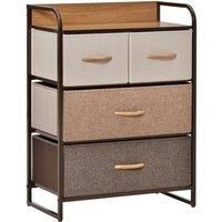 HOMCOM Storage Unit With 4 Easy Pull Fabric Drawers Steel Frame Multi