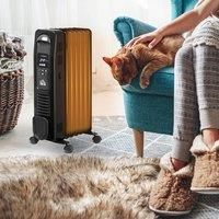 HOMCOM 1630W Digital Oil Filled Radiator, 7 Fin, Portable Electric Heater with LED Display, Built-in Timer, 3 Heat Settings, Safety Cut-Off and Remote Control, Black