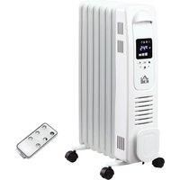 HOMCOM Oil Filled Radiator Space Heater W/3 Heat Settings & Remote Control White