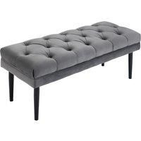 Bed End Bench Button Tufted Accent Bench for Living Room Bedroom Hallway Grey