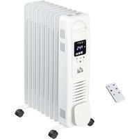HOMCOM Oil Filled Radiator Electric Heater 3 Heat Settings Remote Control White