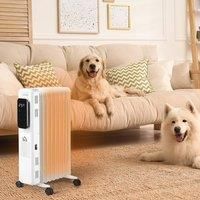 HOMCOM 2180W Oil Filled Nine Fin Portable Radiator w/ Remote Control - White