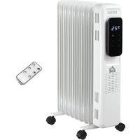 2180W Oil Filled Nine Fin Portable Radiator w/ Remote Control - White