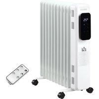 2720W Oil Filled 11 Fin Portable Radiator w/ Remote Control Timer-White