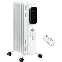 HOMCOM 1630W Oil Filled Radiator, 7 Fin, Portable Electric Heater with LED Display, 24H Timer, 3 Heat Settings, Adjustable Thermostat, Safety Cut-Off and Remote Control, White