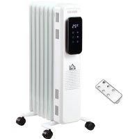 HOMCOM 1630W Oil Filled Radiator Heater W/3 Heat Settings Remote Control White