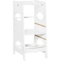 HOMCOM Kids Step Stool Toddler Kitchen Stool Learning Tower with Adjustable Standing Platform for Kids Kitchen Counter White
