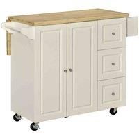HOMCOM Drop-Leaf Kitchen Island on Wheels Utility Storage Cart with Drawers & Cabinet for Kitchen, Dining & Living Room
