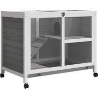Indoor Rabbit Hutch Guinea Pig House Bunny Cage Openable Roof, Grey