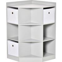 HOMCOM Kids Storage Cabinet Corner Toy Storage Organizer Bookcase Rack for Children's Play Room/Bedroom with Anti-tipping Hardware Drawers, Grey