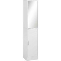 Kleankin Tall Mirrored Bathroom Cabinet Tallboy Unit With Adjustable Shelf - White