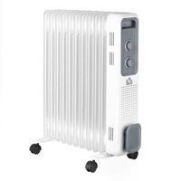 2720W 11 Fins Oil-Filled Radiator Electric Space Heater w/ 3 Heat Settings - Homcom