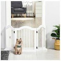 Pawhut Freestanding 3 Pannel Pet Safety Gate w/ Support Feet - White