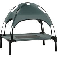 PawHut 61 cm Elevated Portable Dog Cot Cooling Pet Bed with UV Protection Canopy Shade