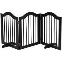 PawHut Freestanding Pet Gate Wooden Dog Gate with Support Feet Foldable Pet Fence Safety Barrier for the House Doorway Stairs Black