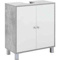 kleankin Under Sink Cabinet, Bathroom Vanity Unit, Pedestal Under Sink Design, Storage Cupboard with Adjustable Shelves, White and Grey