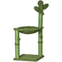 PawHut Cactus Cat Tree Tower Sisal Scratching Post with Hammock Bed Dangling Ball 40 x 40 x 96 cm