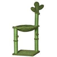 PawHut Cactus Cat Tree Tower Sisal Scratching Post with Hammock Bed Dangling Ball 40 x 40 x 96 cm