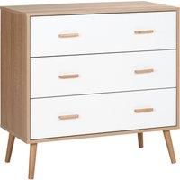 HOMCOM Chest of Drawers with 3 Drawers, Bedroom Cabinet, Storage Organizer for Living Room, White and Natural