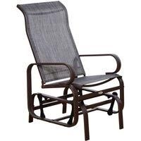 Outsunny Outdoor Gliding Rocking Chair with Sturdy Metal Frame Garden Comfortable Swing Chair for Patio, Backyard and Poolside, Grey