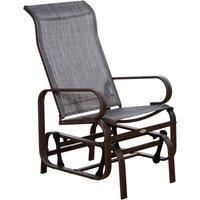 Outsunny Outdoor Gliding Rocking Chair with Sturdy Metal Frame Garden Comfortable Swing Chair for Patio, Backyard and Poolside, Grey