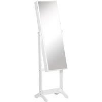 HOMCOM Jewellery Cabinet with Full-Length Mirror, Mirror Armoire, Lockable Jewellery Organiser for Bedroom Dressing Room, White