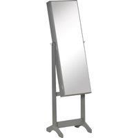 HOMCOM Jewellery Cabinet with Full-Length Mirror, Mirror Armoire, Lockable Jewellery Organiser for Bedroom Dressing Room, Grey