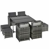 Outsunny Rattan Furniture Set Wicker Weave Patio Dining Table Seat Mixed Grey