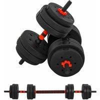 HOMCOM 25kg 2 IN 1 Adjustable Dumbbells Weight Set, Dumbbell Hand Weight Barbell for Body Fitness, Lifting Training for Home, Office, Gym, Black