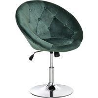 HOMCOM Modern Dining Height Bar Stool Velvet-Touch Tufted Fabric Adjustable Height Armless Tub Chair with Swivel Seat, Green