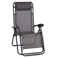 Outsunny Metal Frame Zero Gravity Lounger w/ Head Pillow for Patio Decking Grey