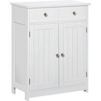 Kleankin 75X60Cm Freestanding Bathroom Storage Cabinet Unit With 2 Drawers White