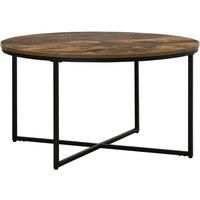 Homcom Coffee Table Industrial Round Side Table With Metal Frame For Living Room