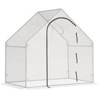 Outsunny Walk-In Greenhouse Vegetable Plant herb Garden Grow House w/ Window Roll-Up Door Steel Frame All-Year Portable, 180 x 100 x 168cm, White