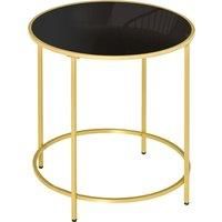 Round Side Table w/ Tempered Glass Tabletop, for Living Room, Bedroom