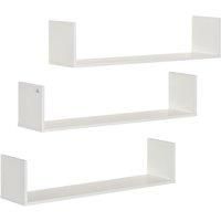 Homcom Set Of 3 Wooden Floating Shelves Wall Mount Cd Dvd Storage Display White
