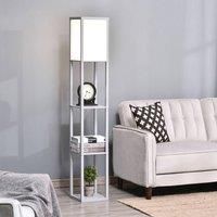 Homcom Floor Lamp Reading Lamp With 3 Tier Storage Shelf Grey