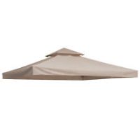 Outsunny 3(m) 2 Tier Garden Gazebo Top Cover Replacement Canopy Roof Deep Beige